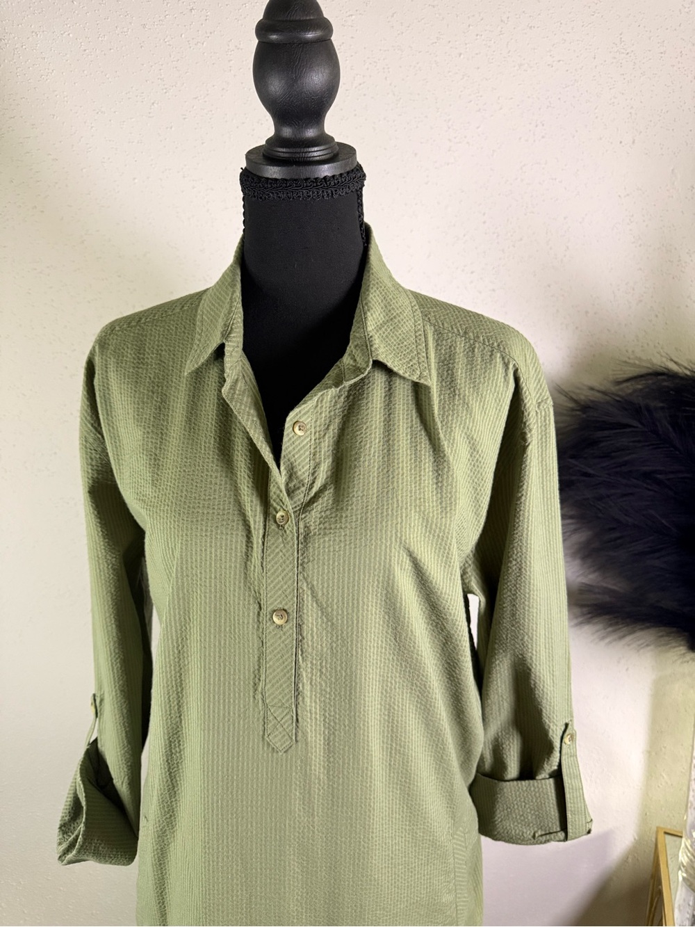 NWT Southern Tide Seagrass Green Seersucker Shirt Dress Size Large - Picture 5 of 12